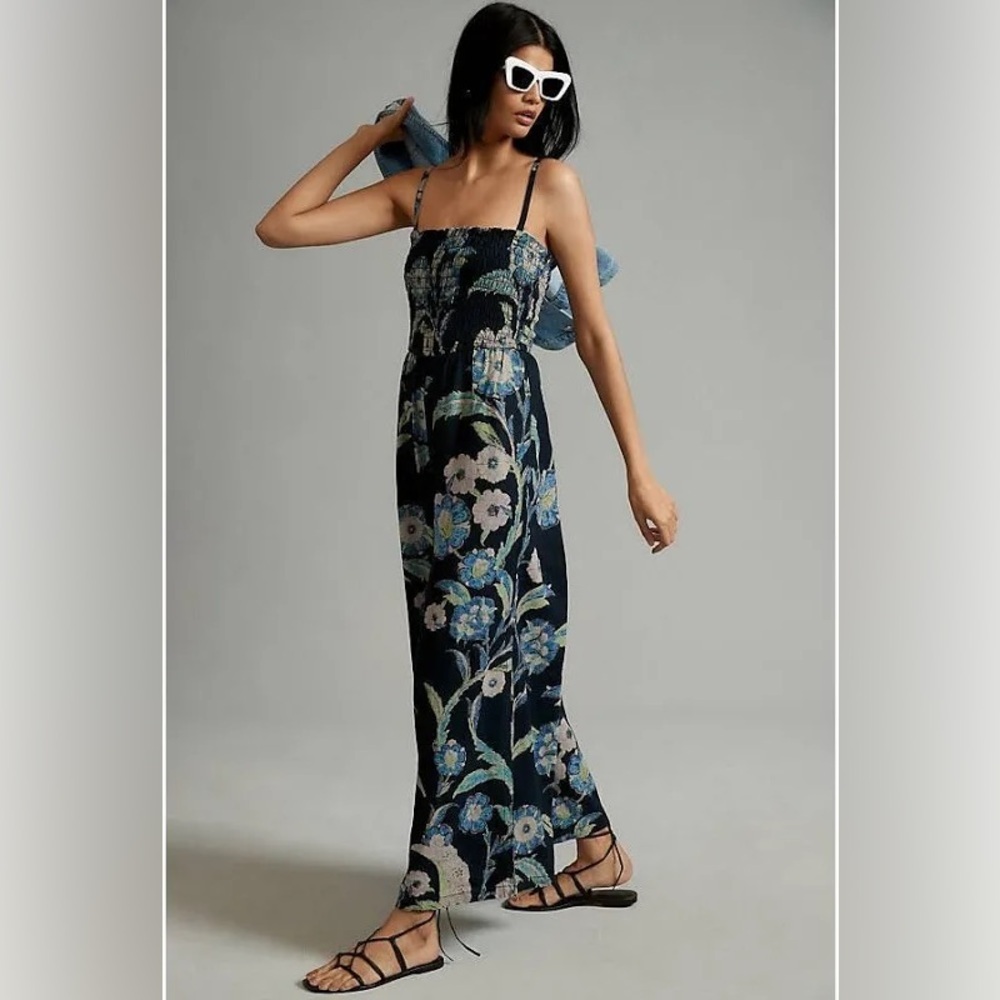 Anthropologie Pilcro Blue Floral Wide Leg Jumper NWT